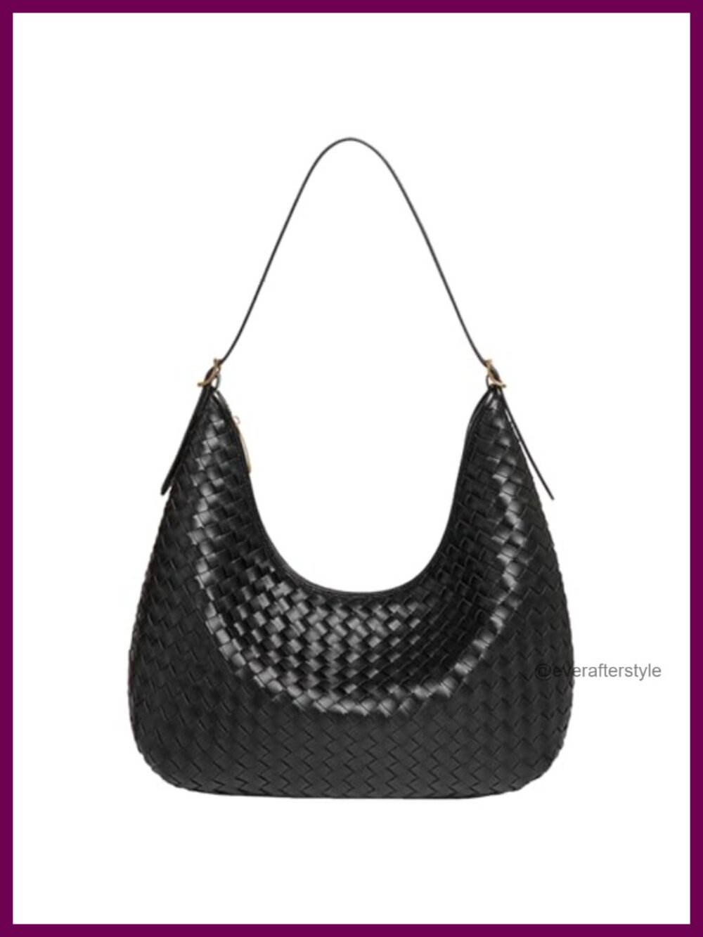 Woven Vegan Leather Hobo Shoulder Bag for Women Adjustable Strap Zipper